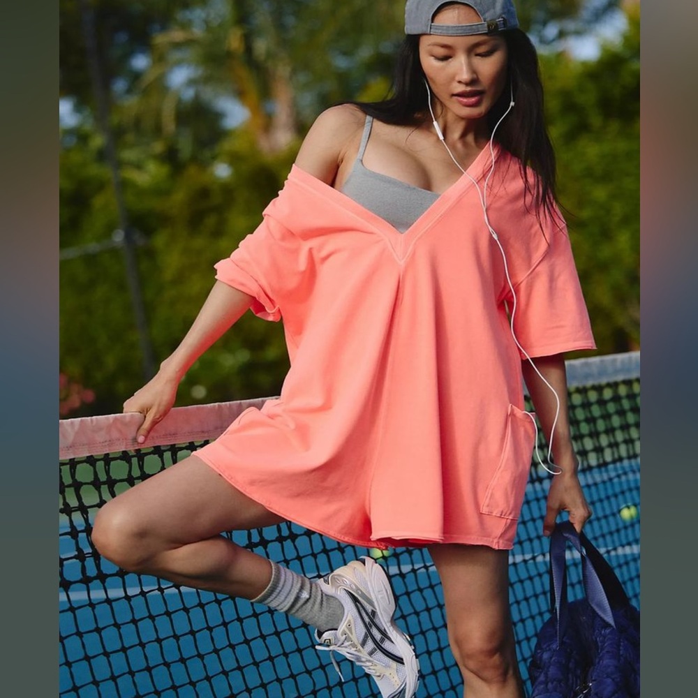 Coral Hot Shot Tee Romper-  Free People movement